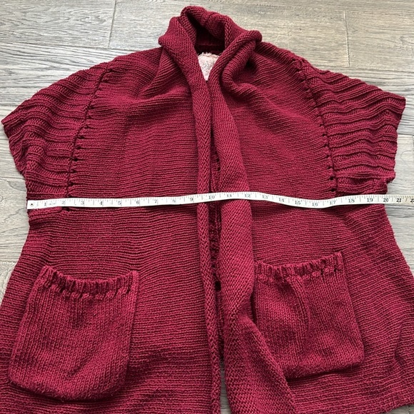 Angel of the North | Anthropologie Burgundy Knit Cardigan with Pockets - Picture 8 of 13